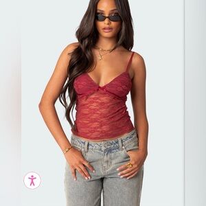 Edikted Sheer Lace Tank Top